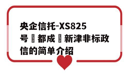 央企信托-XS825号‮都成‬新津非标政信的简单介绍