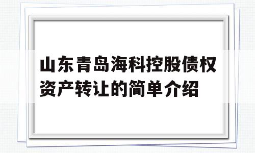 山东青岛海科控股债权资产转让的简单介绍