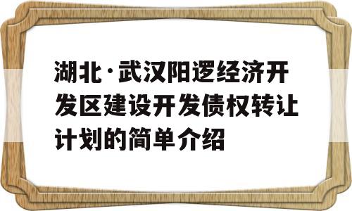 湖北·武汉阳逻经济开发区建设开发债权转让计划的简单介绍