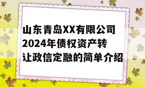 山东青岛XX有限公司2024年债权资产转让政信定融的简单介绍