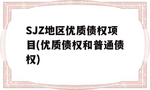 SJZ地区优质债权项目(优质债权和普通债权)