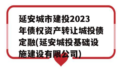 延安城市建投2023年债权资产转让城投债定融(延安城投基础设施建设有限公司)