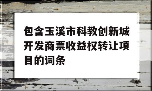 包含玉溪市科教创新城开发商票收益权转让项目的词条