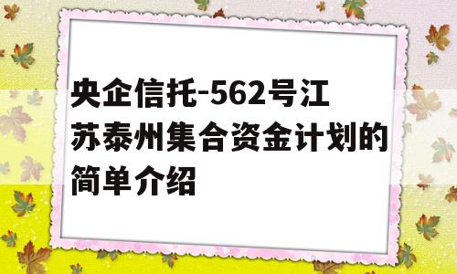 央企信托-562号江苏泰州集合资金计划的简单介绍