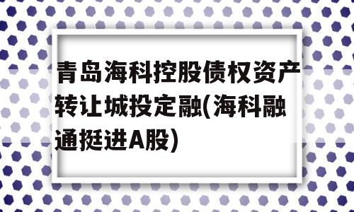 青岛海科控股债权资产转让城投定融(海科融通挺进A股)