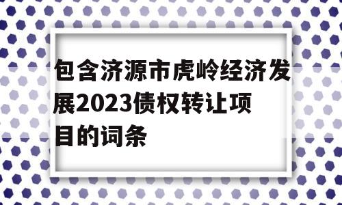 包含济源市虎岭经济发展2023债权转让项目的词条