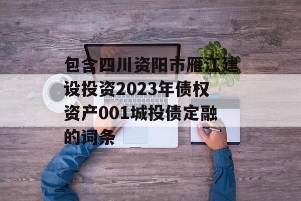 包含四川资阳市雁江建设投资2023年债权资产001城投债定融的词条