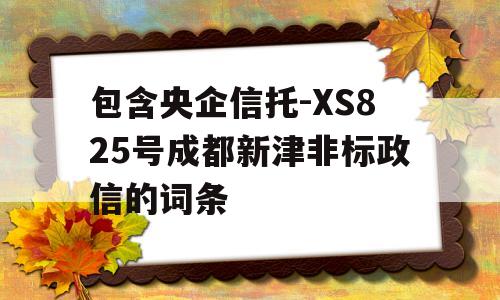 包含央企信托-XS825号成都新津非标政信的词条