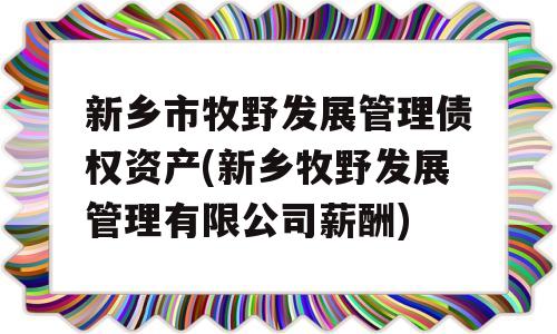 新乡市牧野发展管理债权资产(新乡牧野发展管理有限公司薪酬)