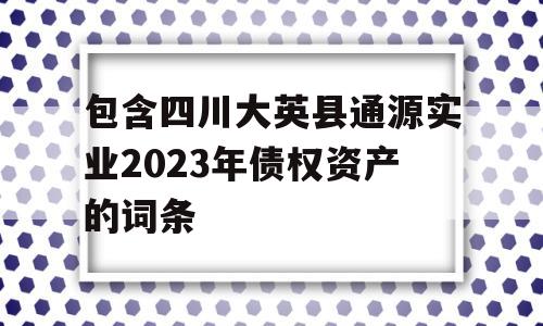 包含四川大英县通源实业2023年债权资产的词条