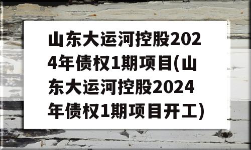 山东大运河控股2024年债权1期项目(山东大运河控股2024年债权1期项目开工)