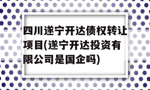 四川遂宁开达债权转让项目(遂宁开达投资有限公司是国企吗)