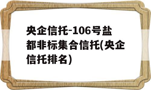 央企信托-106号盐都非标集合信托(央企信托排名)