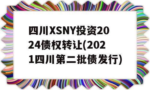 四川XSNY投资2024债权转让(2021四川第二批债发行)