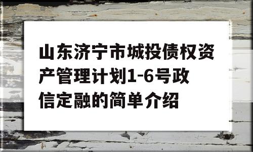 山东济宁市城投债权资产管理计划1-6号政信定融的简单介绍