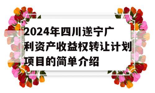 2024年四川遂宁广利资产收益权转让计划项目的简单介绍