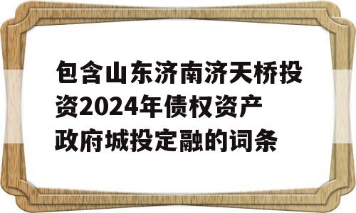 包含山东济南济天桥投资2024年债权资产政府城投定融的词条