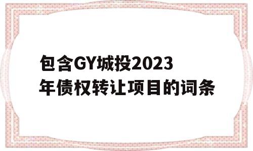 包含GY城投2023年债权转让项目的词条