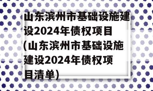 山东滨州市基础设施建设2024年债权项目(山东滨州市基础设施建设2024年债权项目清单)