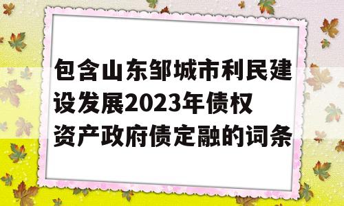 包含山东邹城市利民建设发展2023年债权资产政府债定融的词条