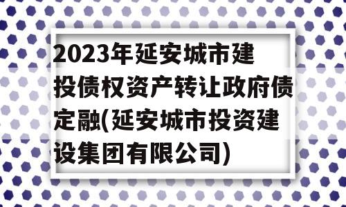 2023年延安城市建投债权资产转让政府债定融(延安城市投资建设集团有限公司)