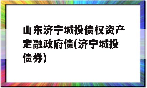 山东济宁城投债权资产定融政府债(济宁城投债券)