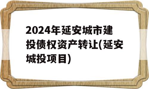 2024年延安城市建投债权资产转让(延安城投项目)