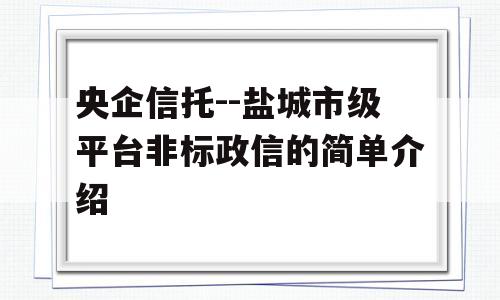 央企信托--盐城市级平台非标政信的简单介绍