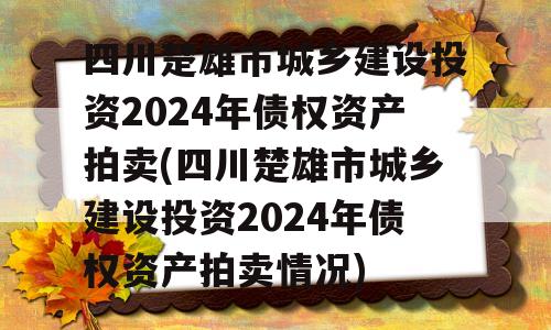 四川楚雄市城乡建设投资2024年债权资产拍卖(四川楚雄市城乡建设投资2024年债权资产拍卖情况)