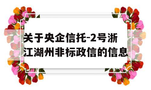 关于央企信托-2号浙江湖州非标政信的信息