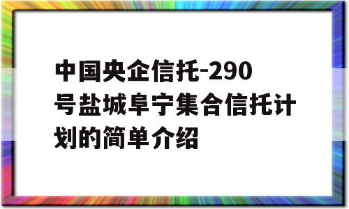 中国央企信托-290号盐城阜宁集合信托计划的简单介绍