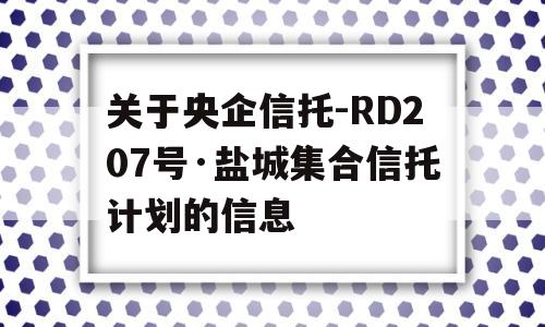 关于央企信托-RD207号·盐城集合信托计划的信息