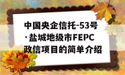 中国央企信托-53号·盐城地级市FEPC政信项目的简单介绍