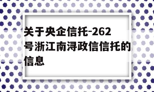 关于央企信托-262号浙江南浔政信信托的信息