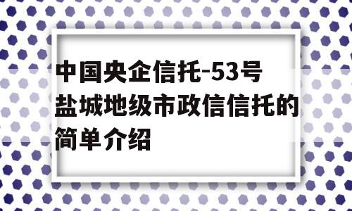 中国央企信托-53号盐城地级市政信信托的简单介绍