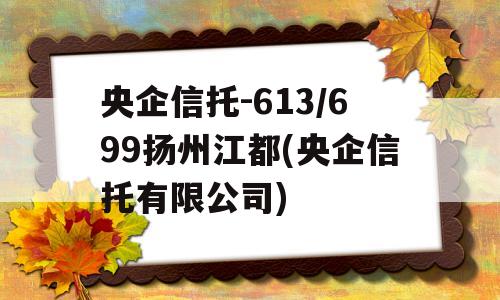 央企信托-613/699扬州江都(央企信托有限公司)