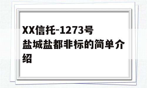 XX信托-1273号盐城盐都非标的简单介绍