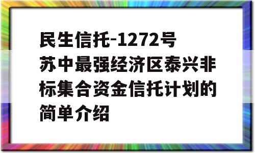 民生信托-1272号苏中最强经济区泰兴非标集合资金信托计划的简单介绍