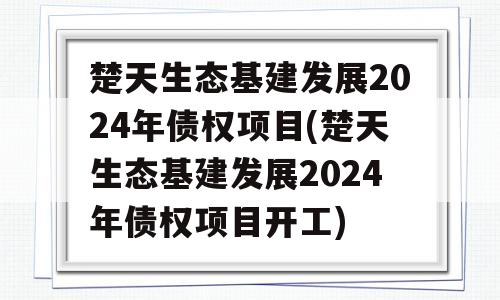 楚天生态基建发展2024年债权项目(楚天生态基建发展2024年债权项目开工)