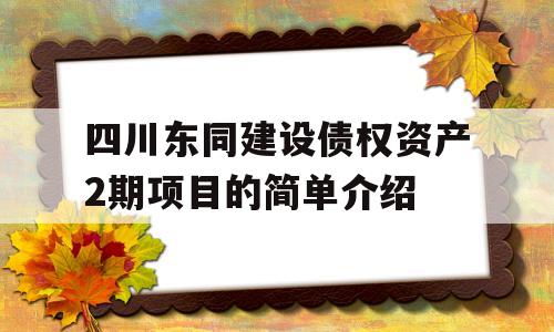 四川东同建设债权资产2期项目的简单介绍
