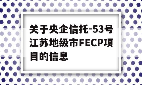 关于央企信托-53号江苏地级市FECP项目的信息