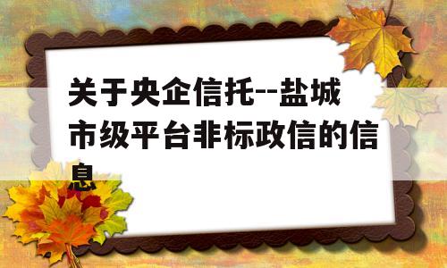 关于央企信托--盐城市级平台非标政信的信息