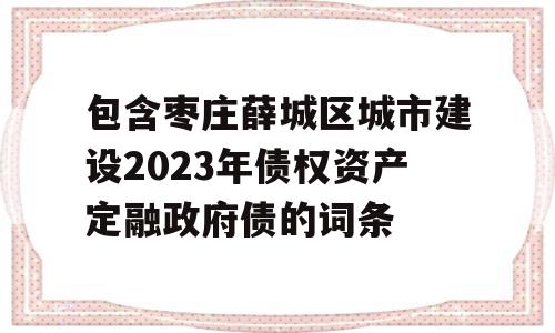 包含枣庄薛城区城市建设2023年债权资产定融政府债的词条