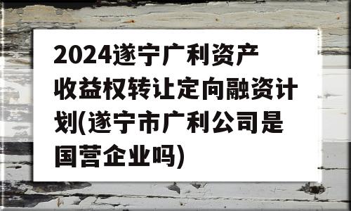 2024遂宁广利资产收益权转让定向融资计划(遂宁市广利公司是国营企业吗)