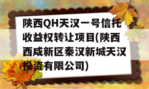 陕西QH天汉一号信托收益权转让项目(陕西西咸新区秦汉新城天汉投资有限公司)