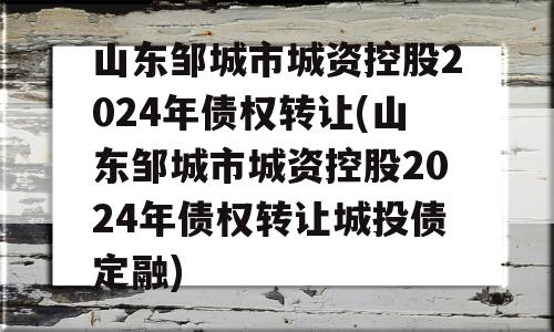 山东邹城市城资控股2024年债权转让(山东邹城市城资控股2024年债权转让城投债定融)