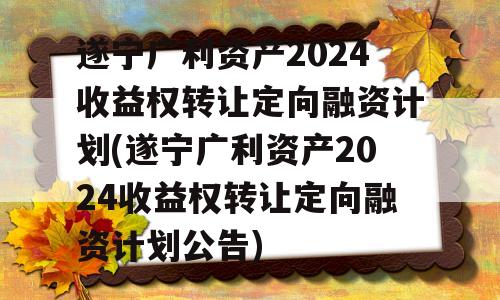 遂宁广利资产2024收益权转让定向融资计划(遂宁广利资产2024收益权转让定向融资计划公告)