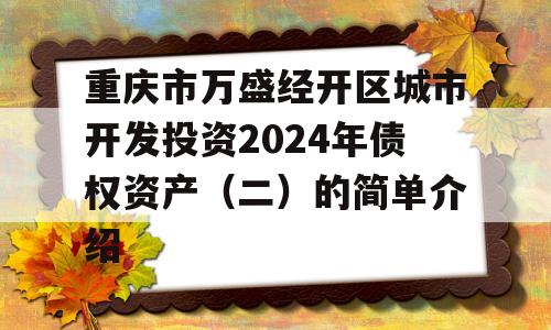 重庆市万盛经开区城市开发投资2024年债权资产（二）的简单介绍