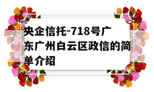 央企信托-718号广东广州白云区政信的简单介绍