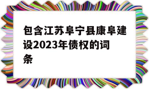 包含江苏阜宁县康阜建设2023年债权的词条